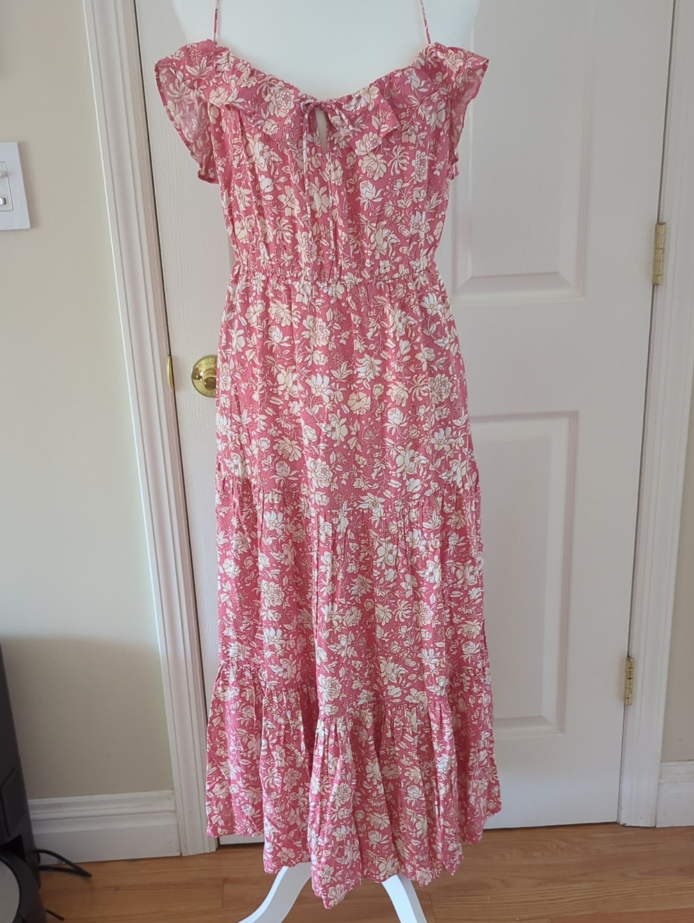 J. Crew Pink Floral Smocked Maxi Dress